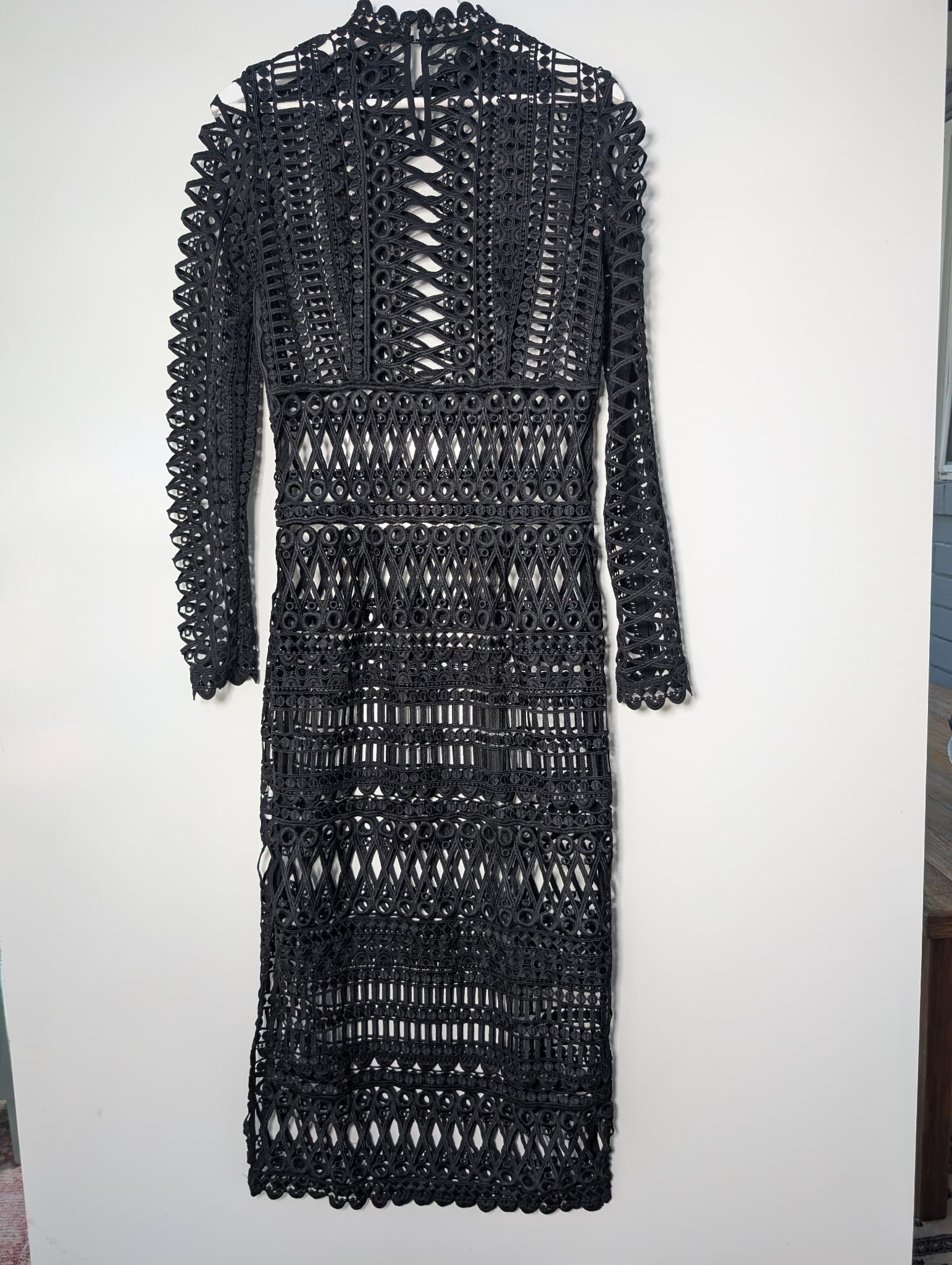 Shakuhachi Guipure Lace Midi Dress Black Women's AU 8 — photo 5 of 10