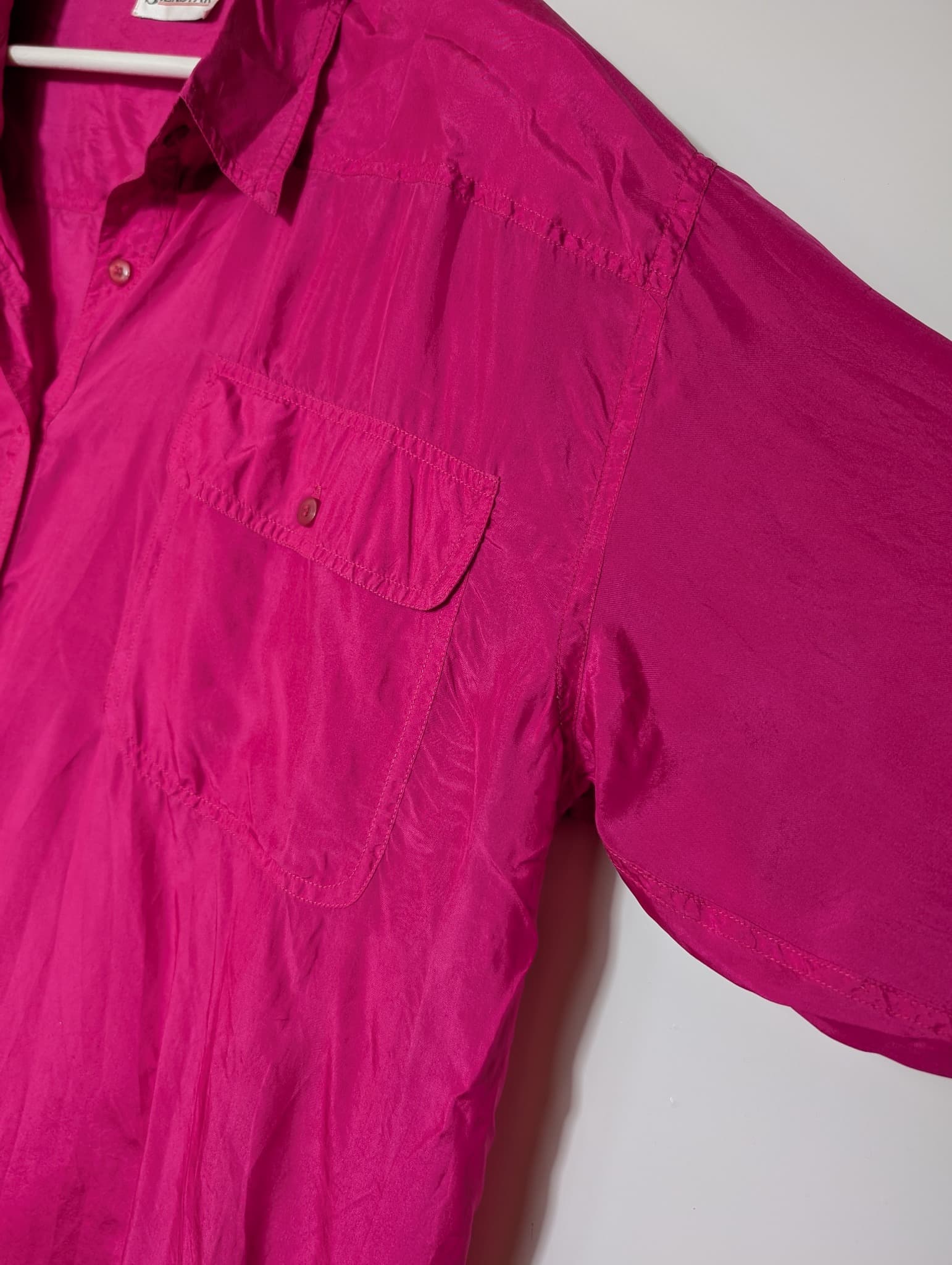 Silkstar Vintage Silk Button-Down Shirt Hot Pink — photo 2 of 6