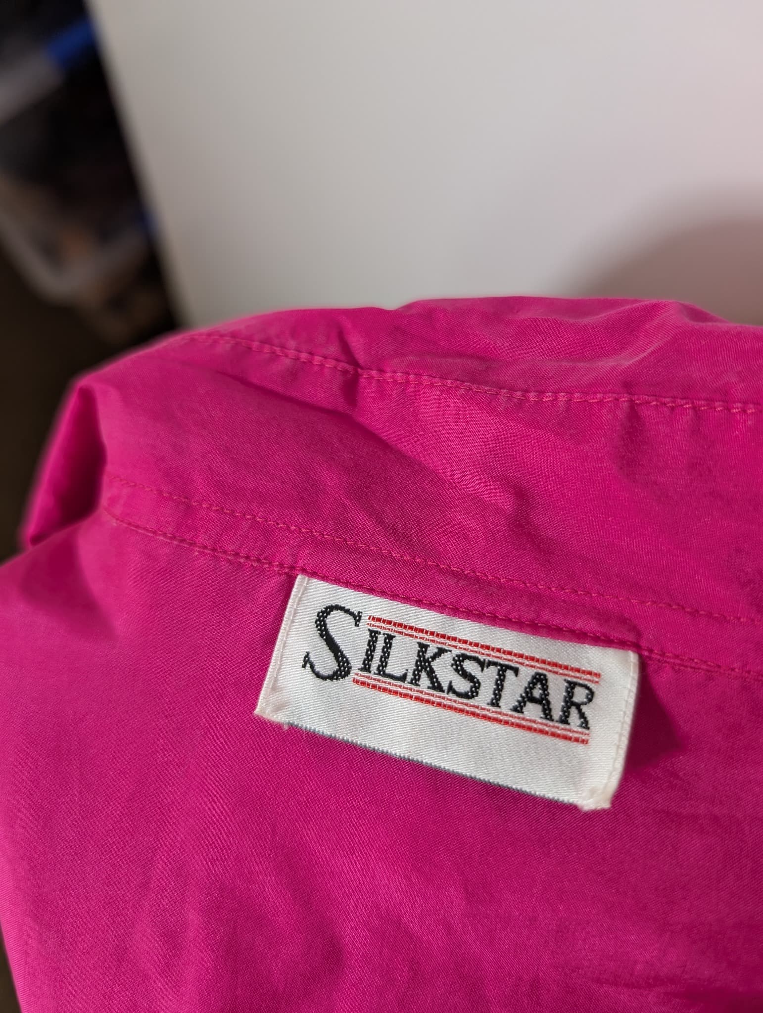 Silkstar Vintage Silk Button-Down Shirt Hot Pink — photo 5 of 6