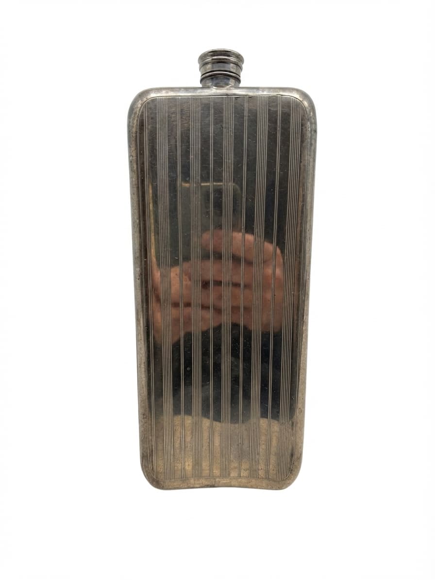 Silver Plated Hip Flask 21oz Large Engine Turned Made in England Vintage — photo 1 of 9
