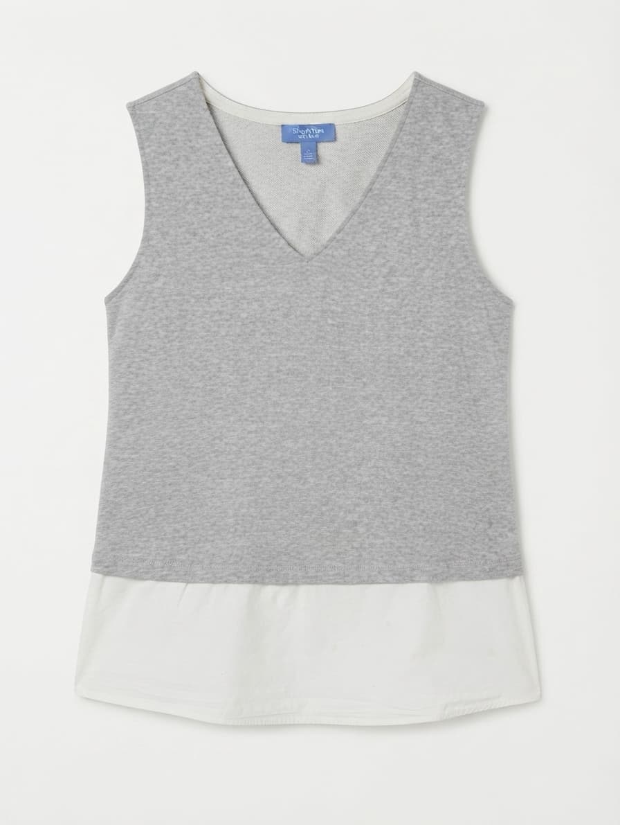 SimplyVera VERA WANG Sleeveless V-Neck Layered Hem Top Grey White Size 12 — photo 1 of 6