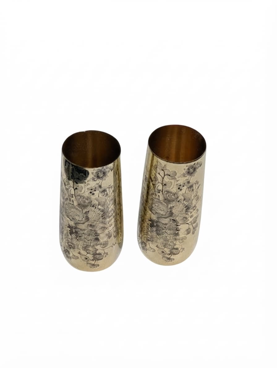 Smugglers Notch Distillery Stemless Champagne Flutes Etched Brass Set of 2 — photo 1 of 4
