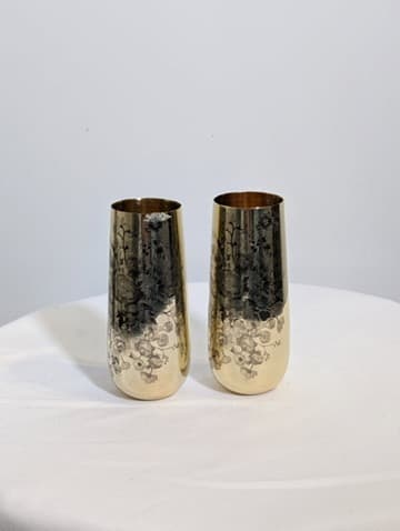 Smugglers Notch Distillery Stemless Champagne Flutes Etched Brass Set of 2 — photo 3 of 4