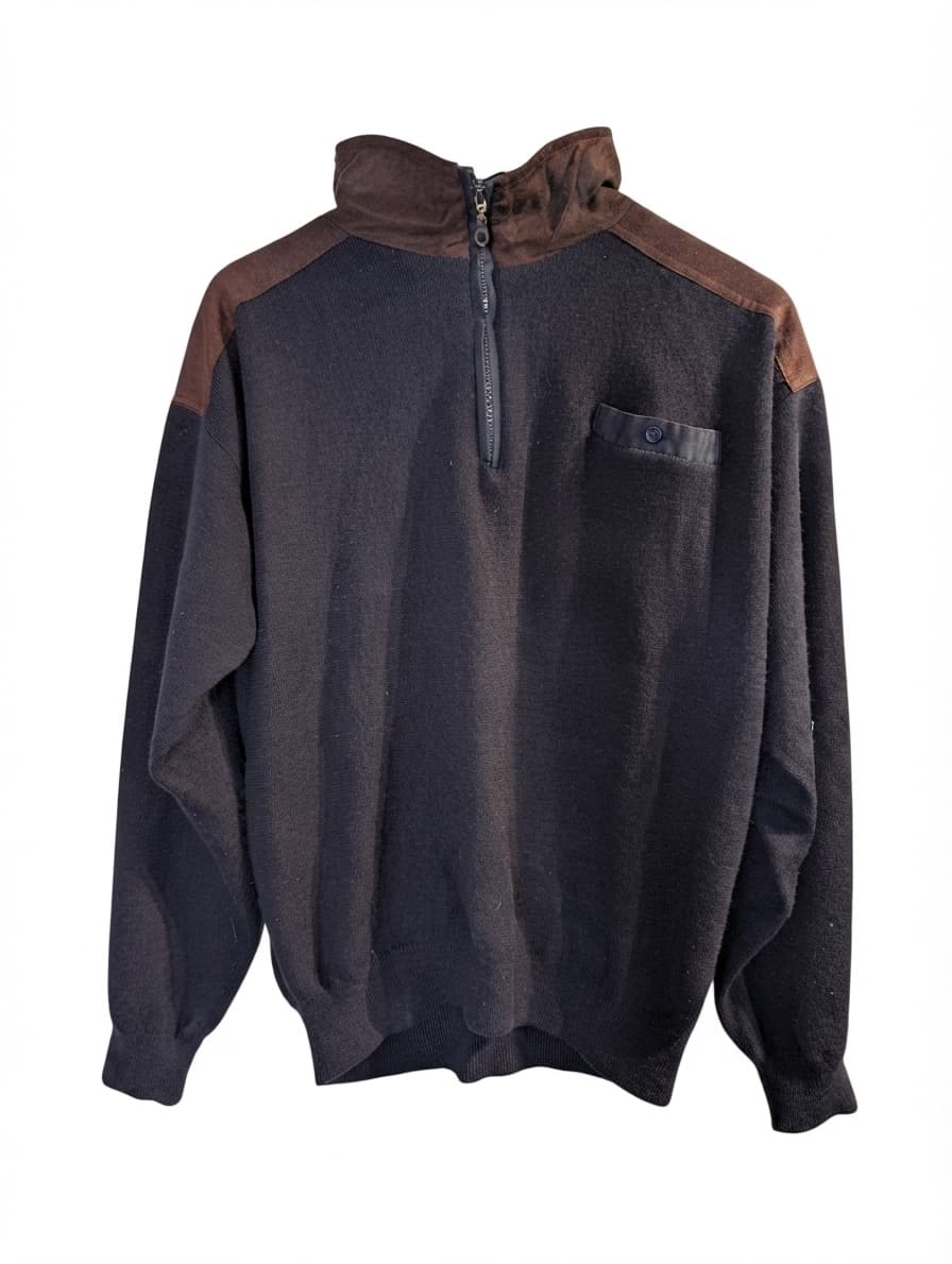 Sovrano Vintage Quarter-Zip Wool Sweater Navy 2XL — photo 1 of 8
