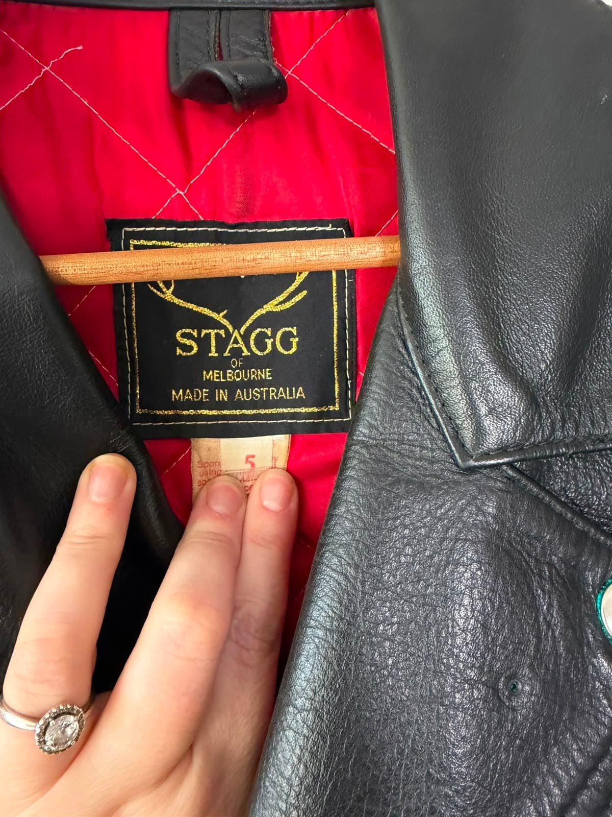 Stagg Melbourne Vintage Leather Biker Jacket Black Men's Size 5 — photo 2 of 7
