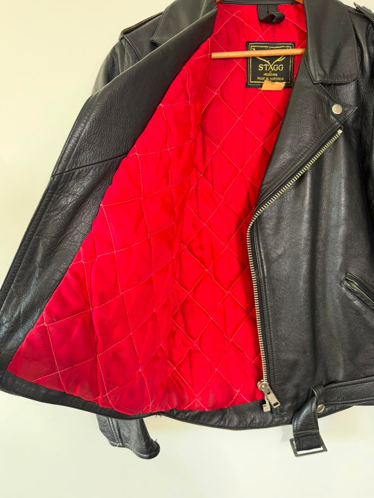 Stagg Melbourne Vintage Leather Biker Jacket Black Men's Size 5 — photo 3 of 7