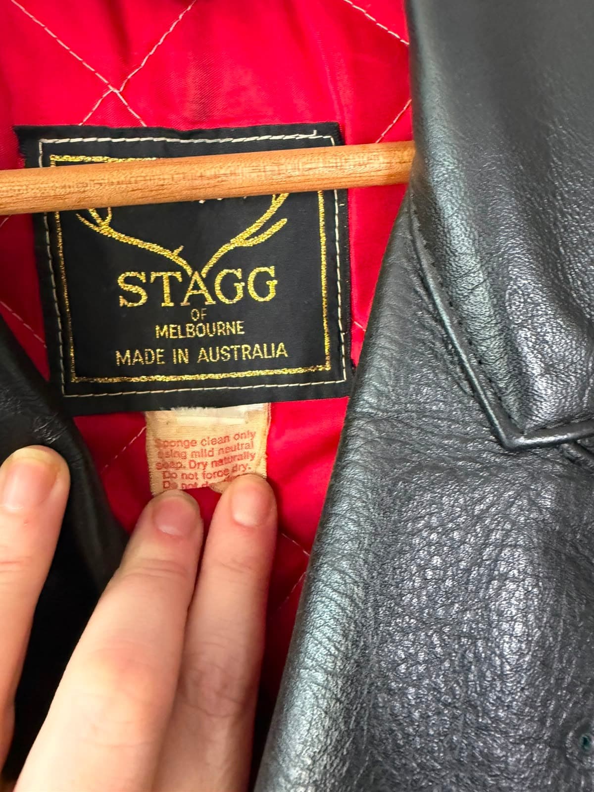 Stagg Melbourne Vintage Leather Biker Jacket Black Men's Size 5 — photo 4 of 7