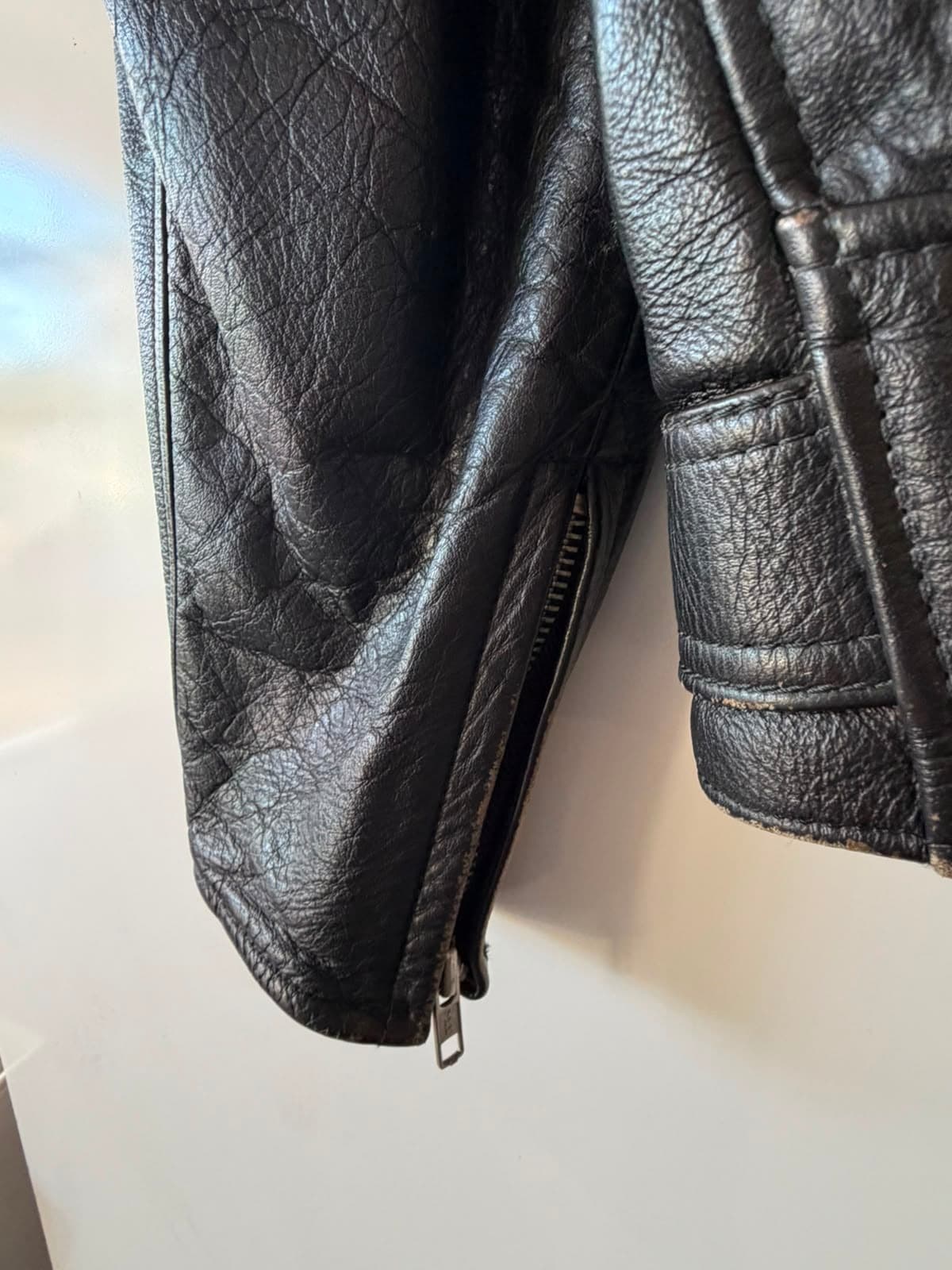 Stagg Melbourne Vintage Leather Biker Jacket Black Men's Size 5 — photo 5 of 7