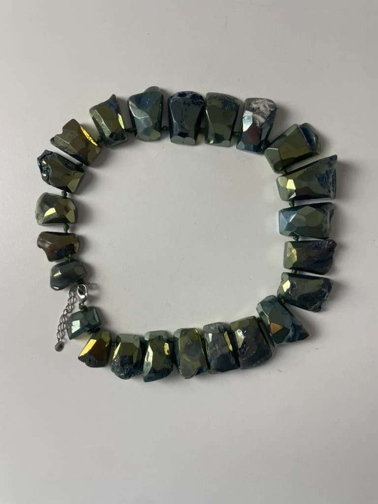 Statement Necklace Irregular Faceted Metallic Beads — photo 1 of 6