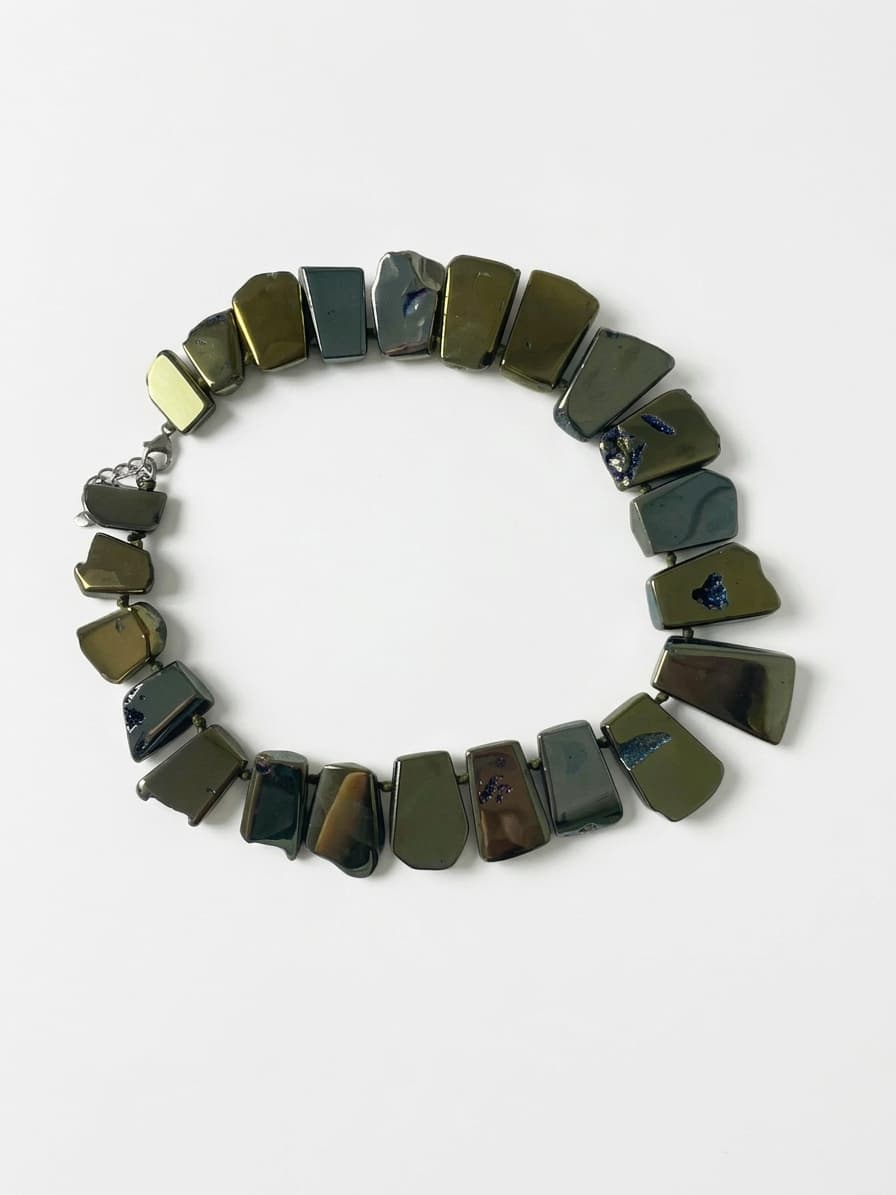 Statement Necklace Irregular Faceted Metallic Beads — photo 2 of 6