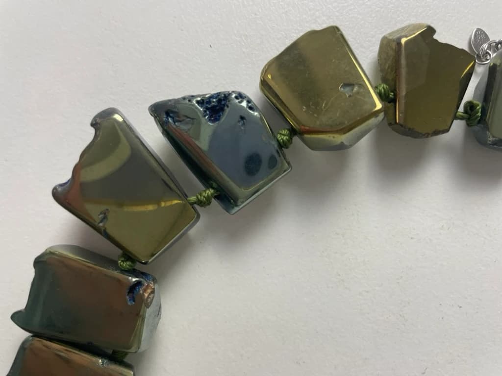Statement Necklace Irregular Faceted Metallic Beads — photo 5 of 6