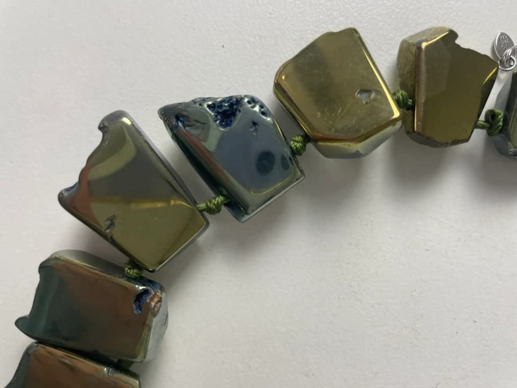 Statement Necklace Irregular Faceted Metallic Beads — photo 6 of 6