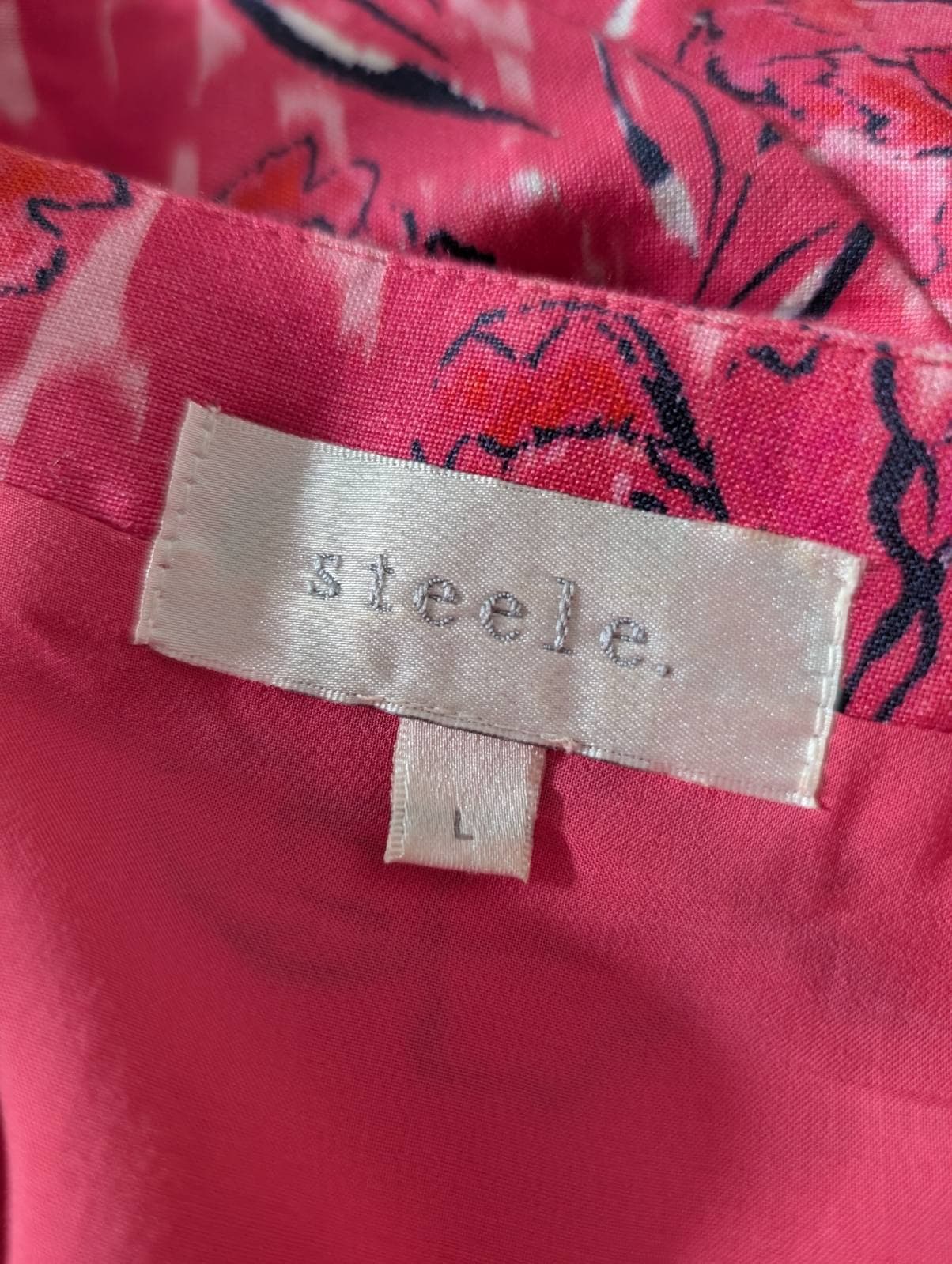 Steele. Pink Floral Linen Blend Wrap Dress - Size L — photo 4 of 7