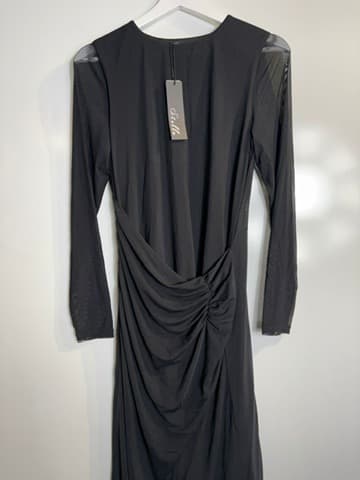 Stella Bronya Long Sleeve Ruched Midi Dress Black AUS 10 — photo 5 of 5