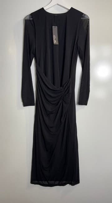 Stella Bronya Long Sleeve Ruched Midi Dress Black AUS 10 — photo 1 of 5