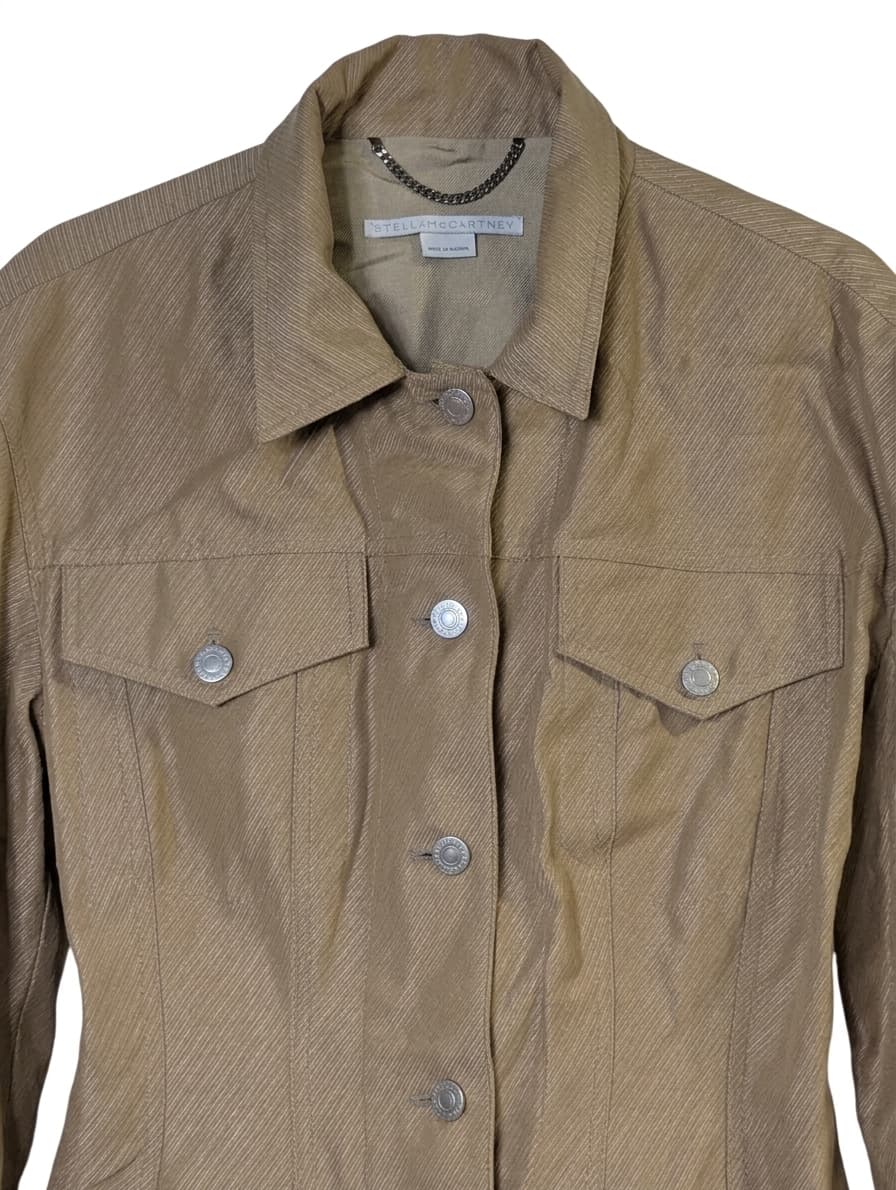 Stella McCartney Button-Down Jacket Tan Diagonal Stripe — photo 1 of 5