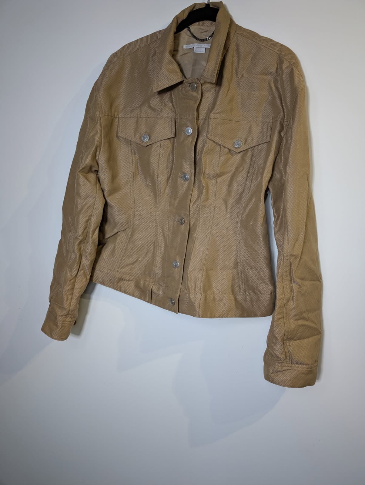 Stella McCartney Button-Down Jacket Tan Diagonal Stripe — photo 3 of 5