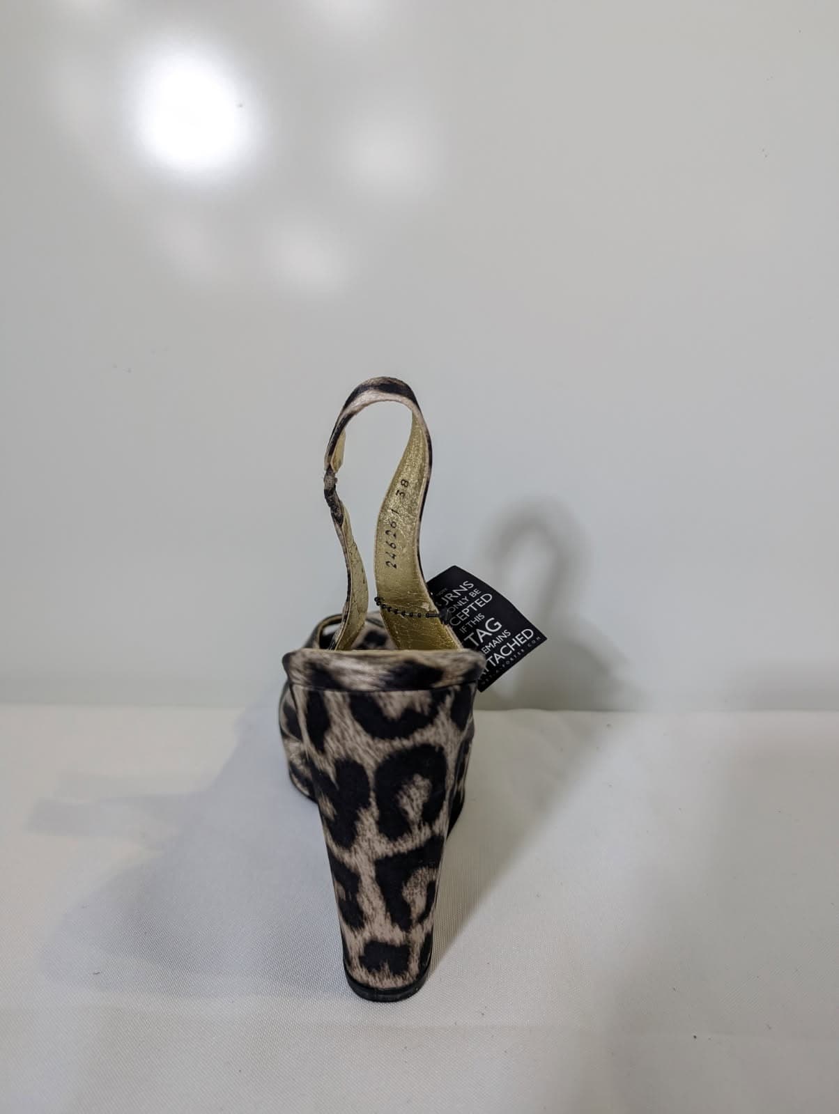 Stella McCartney Leopard Print Satin Peep Toe Wedge Sandals — photo 4 of 5