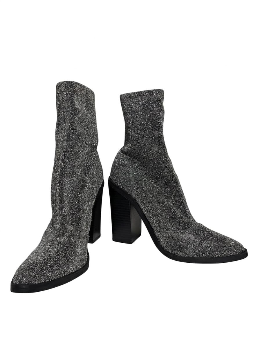 Steve Madden Edit Sock Booties Silver Glitter Size 37 — photo 1 of 7
