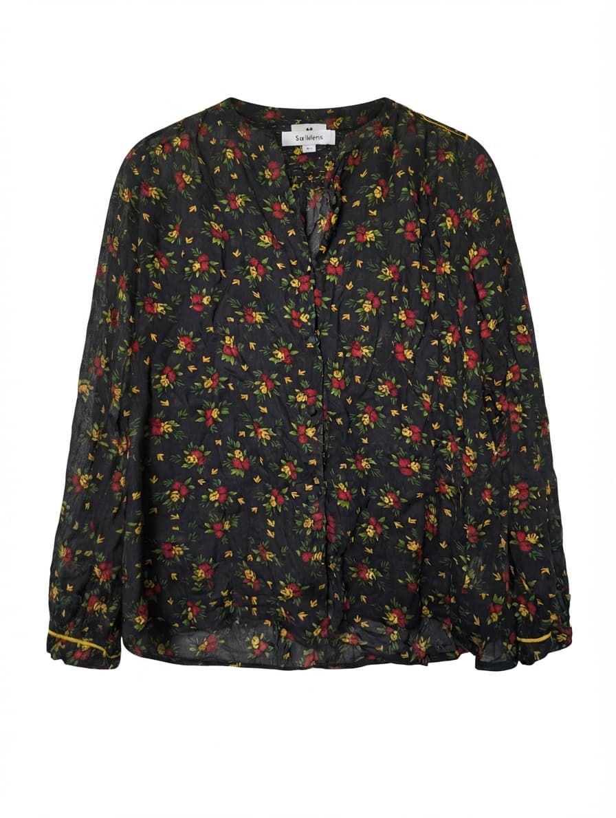 Swildens Floral Print Button-Down Blouse Black Size 38 — photo 1 of 8
