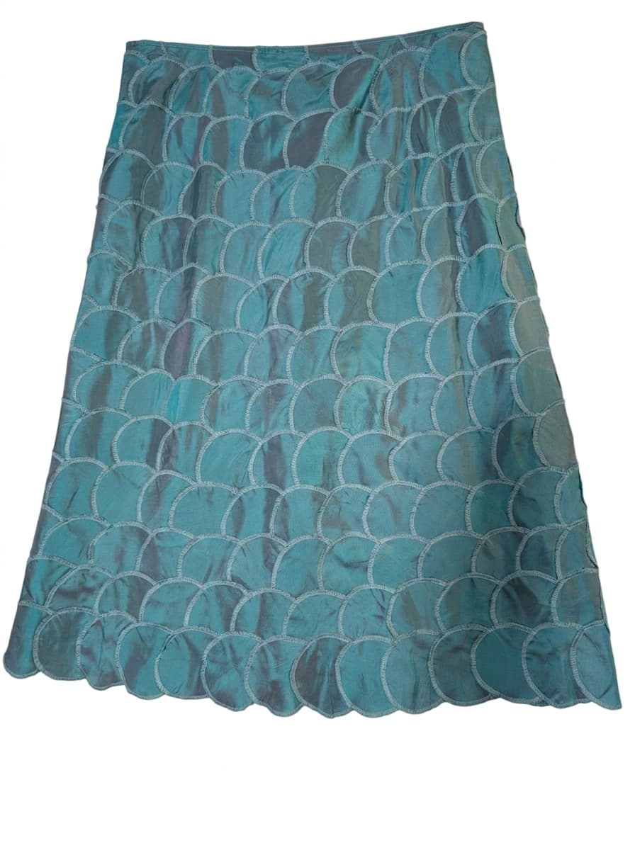 Talbots Iridescent Teal Silk Scalloped Circle Skirt — photo 1 of 2