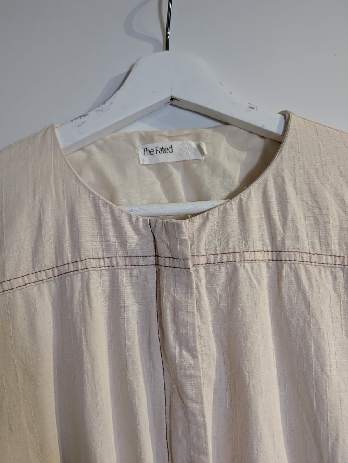 The Fated Long Sleeve Midi Dress Beige With Waist Tie — photo 11 of 12