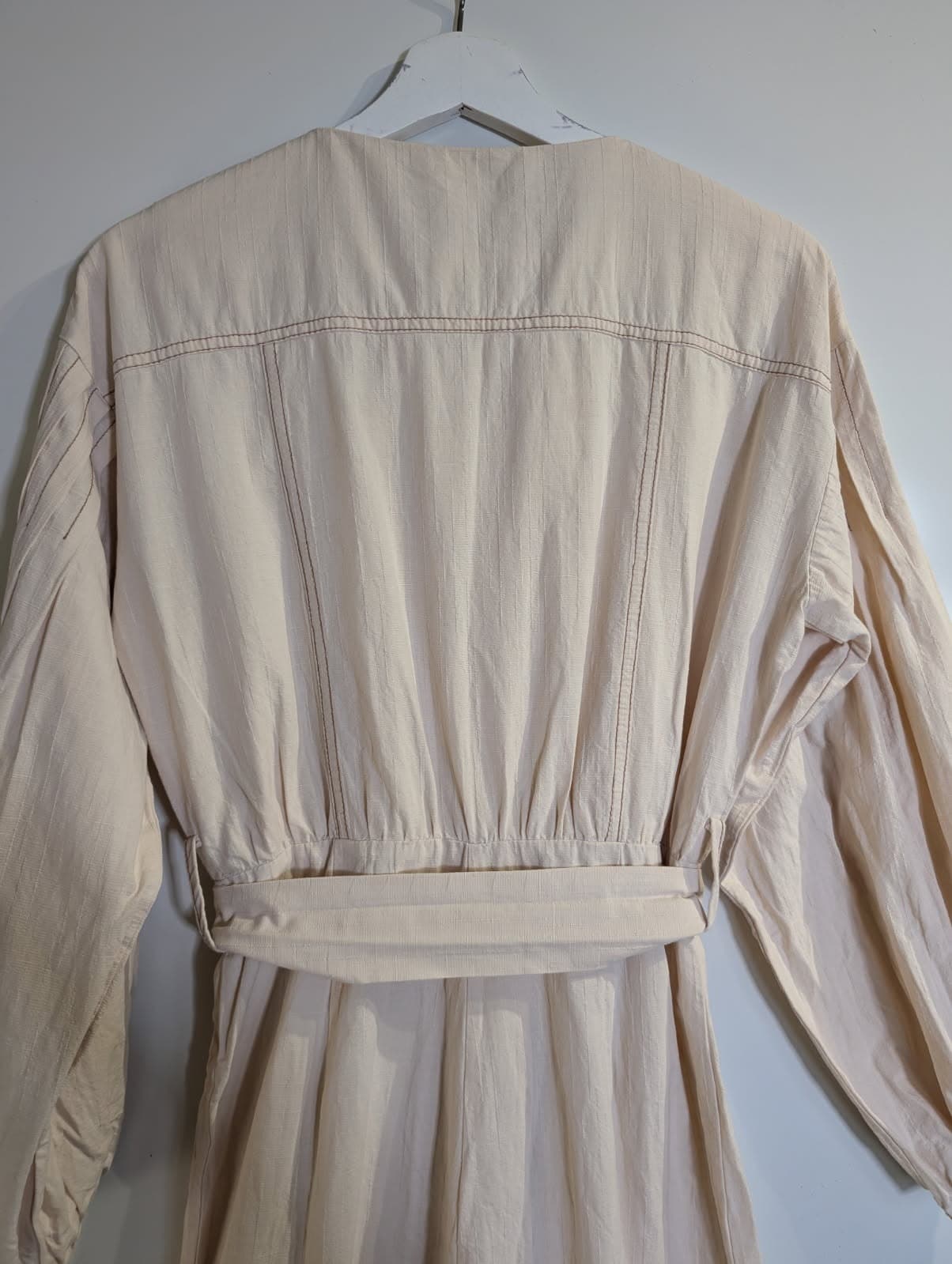 The Fated Long Sleeve Midi Dress Beige With Waist Tie — photo 12 of 12