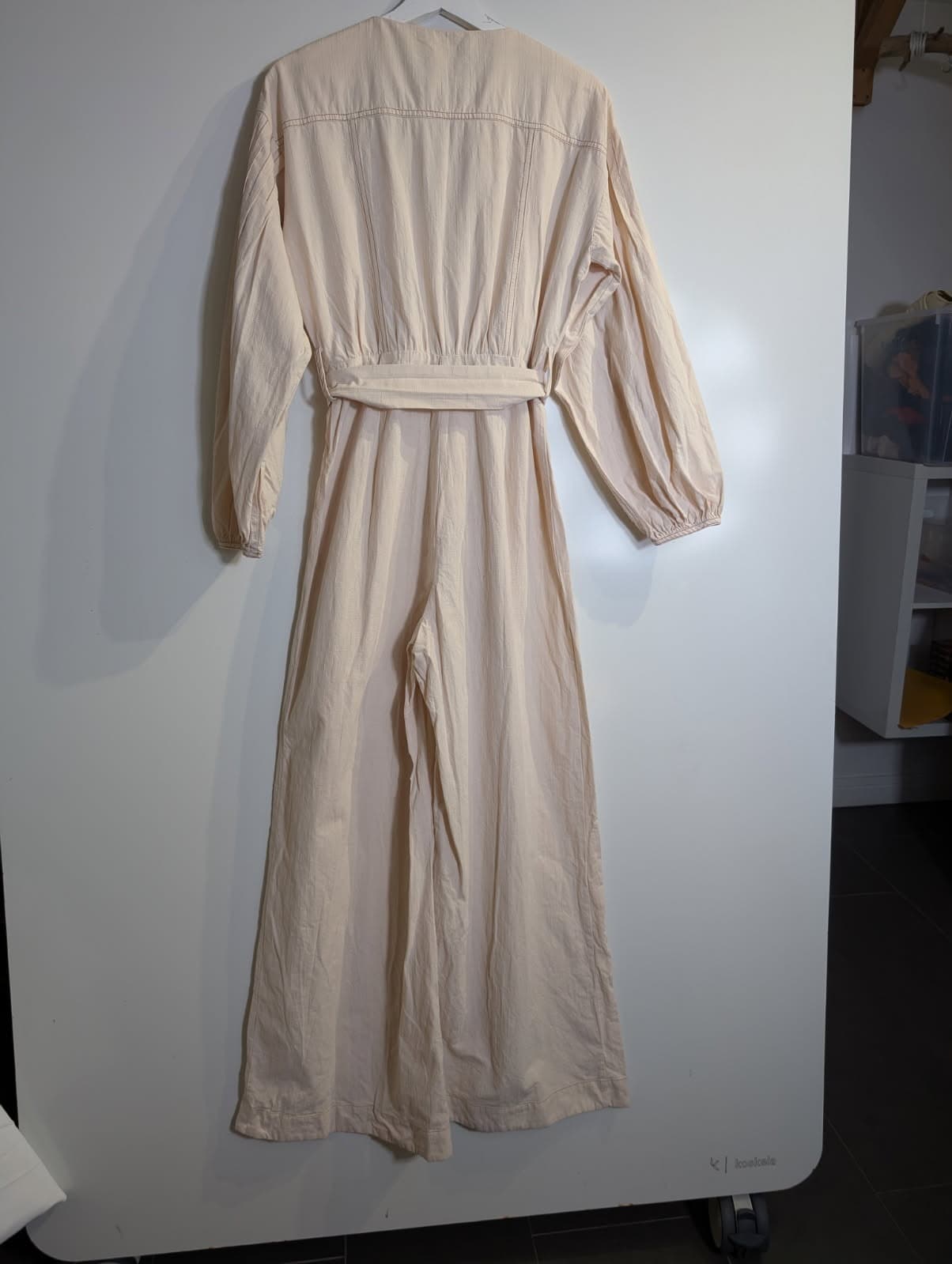 The Fated Long Sleeve Midi Dress Beige With Waist Tie — photo 3 of 12