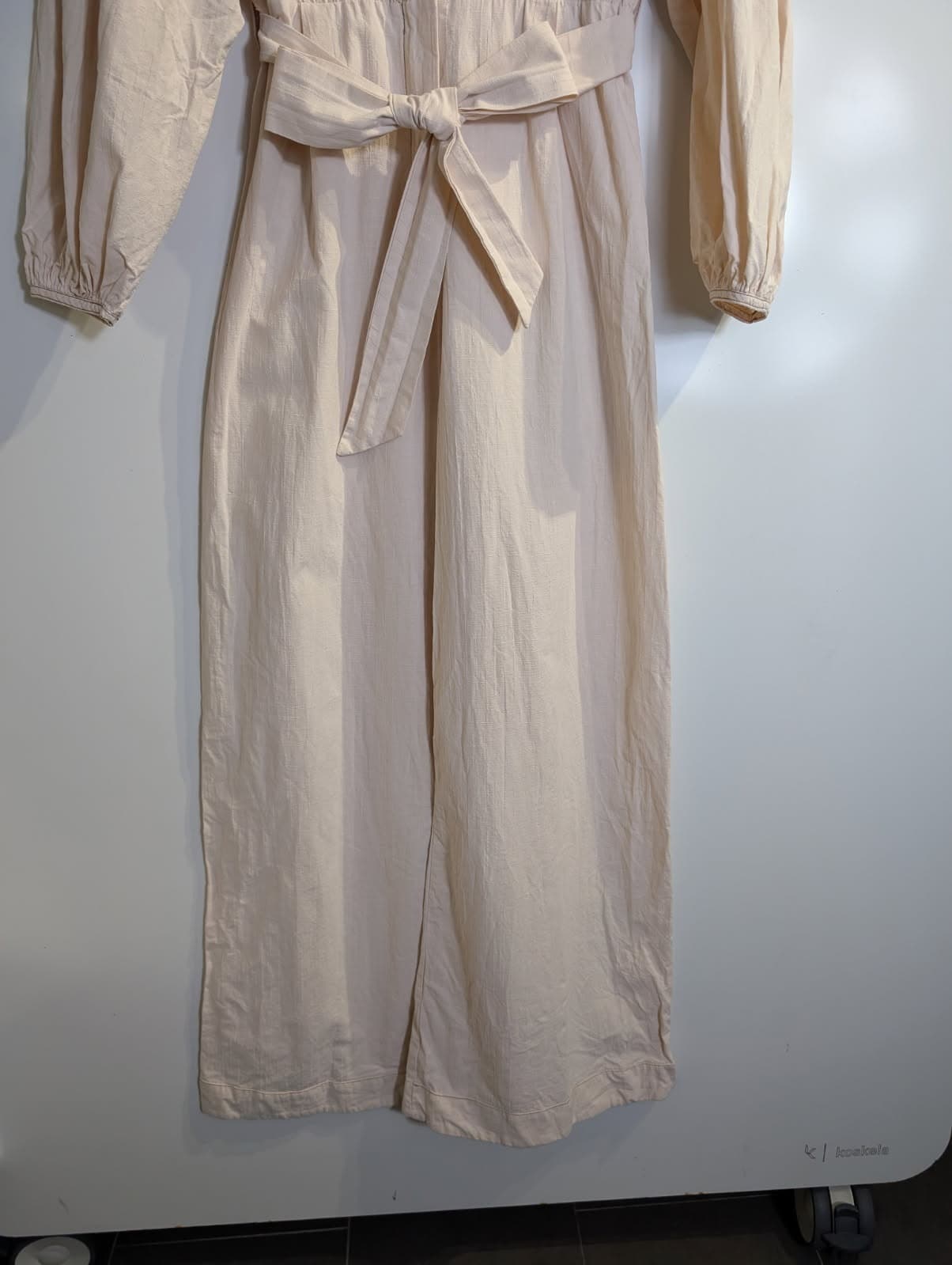 The Fated Long Sleeve Midi Dress Beige With Waist Tie — photo 10 of 12