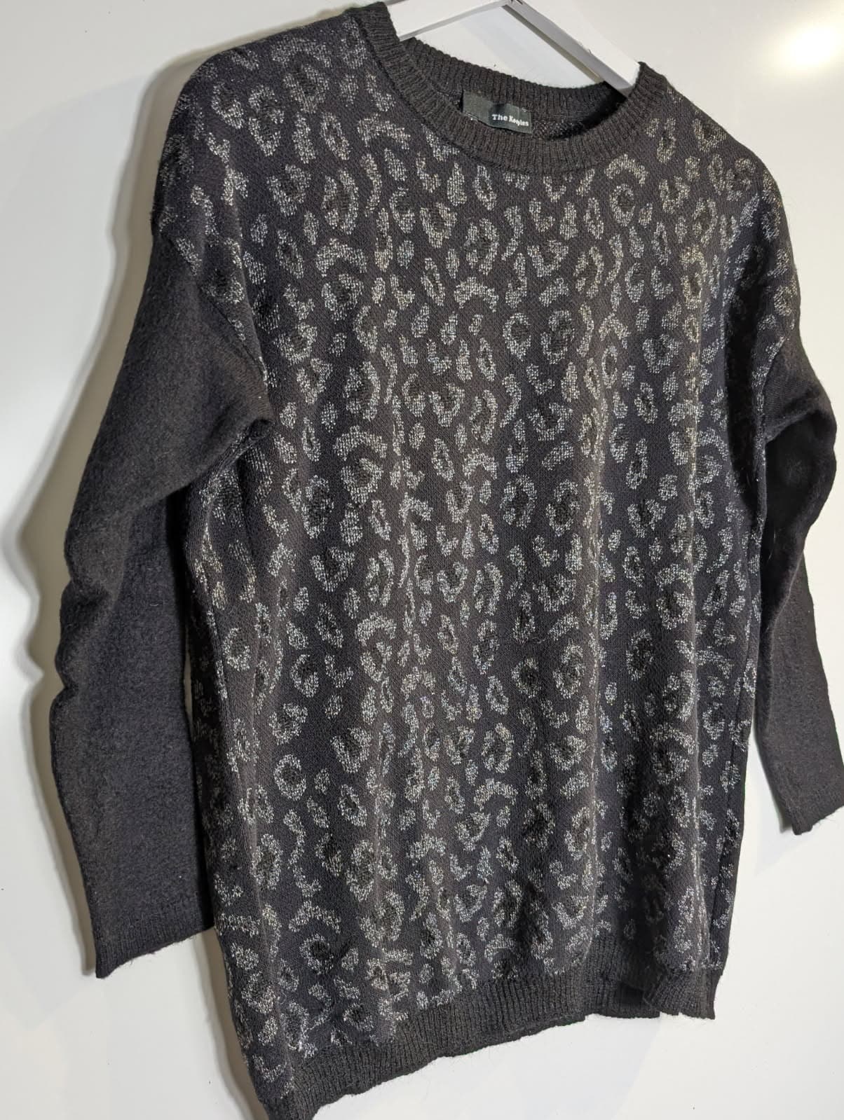 The Kooples Metallic Leopard Print Sweater Black Silver Size M — photo 4 of 4