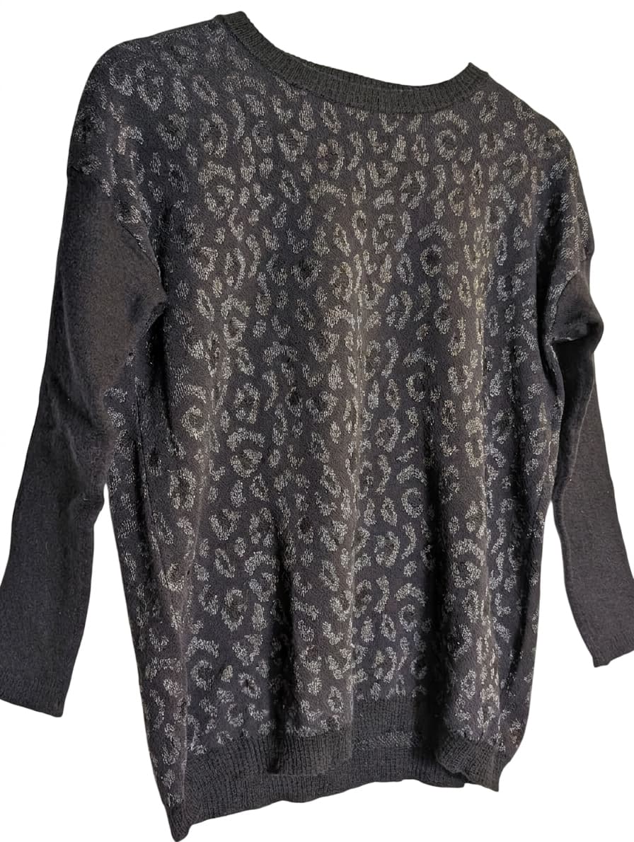 The Kooples Metallic Leopard Print Sweater Black Silver Size M — photo 1 of 4