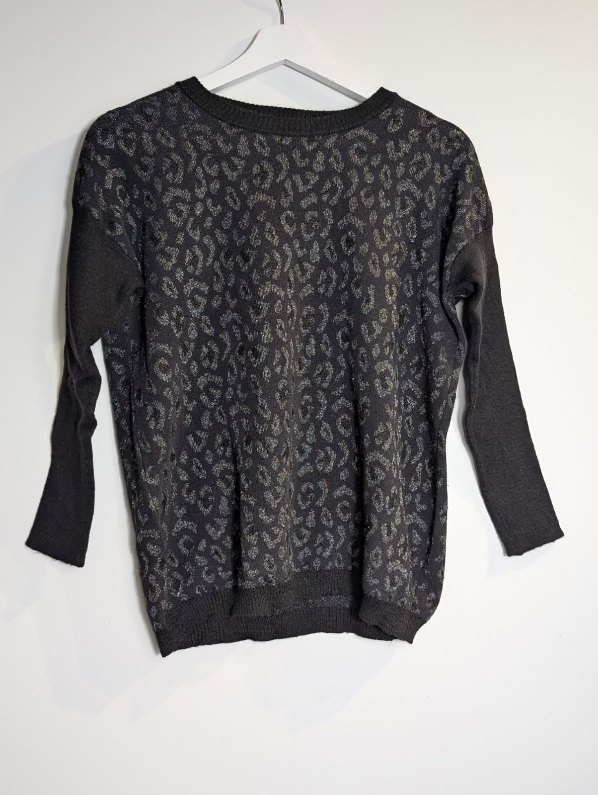 The Kooples Metallic Leopard Print Sweater Black Silver Size M — photo 3 of 4