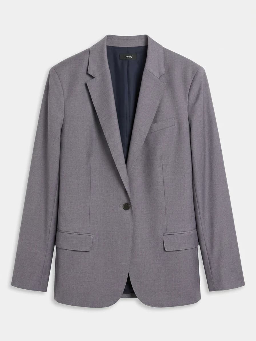 Theory Staple Blazer in Grey Virgin Wool Size 10 — photo 1 of 6