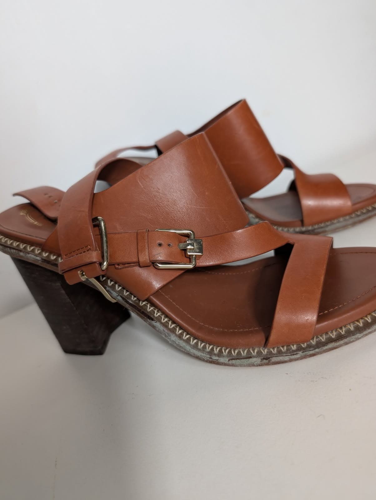 Tod's Tan Leather Block Heel Sandals - EU 37 — photo 4 of 7