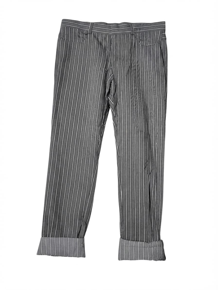 Todd Lynn Harper Striped Cotton Trousers Grey White Size 29 — photo 1 of 7