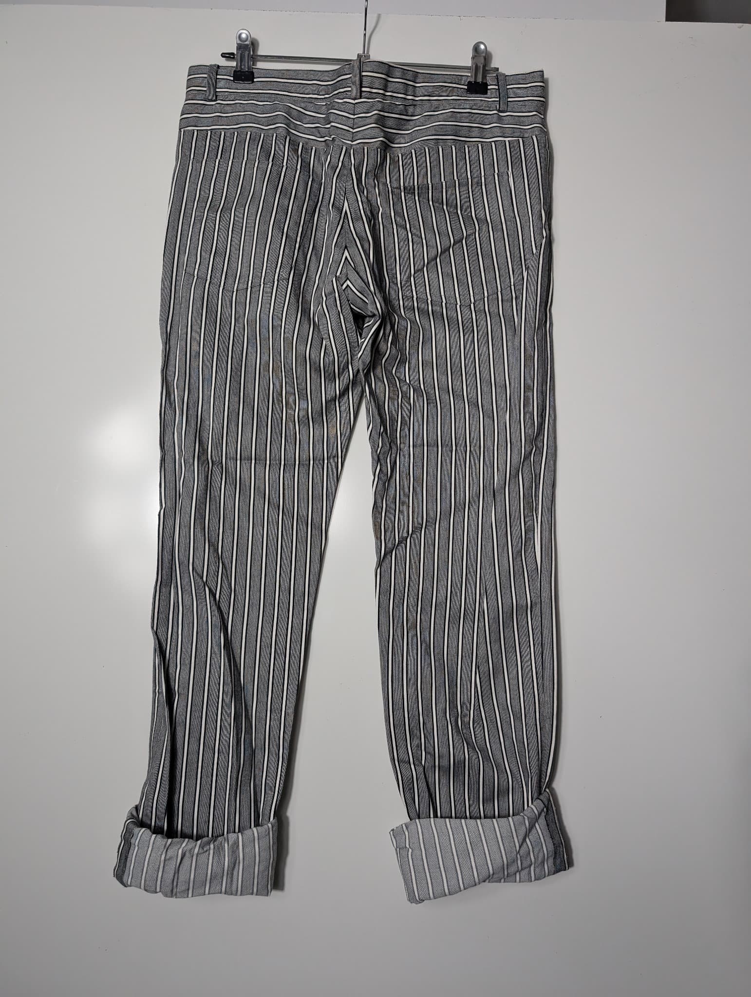 Todd Lynn Harper Striped Cotton Trousers Grey White Size 29 — photo 3 of 7