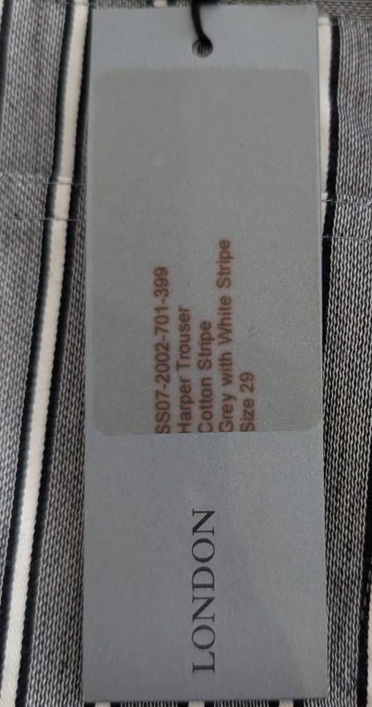 Todd Lynn Harper Trousers - Grey & White Pinstripe Cotton Size 29 — photo 3 of 9