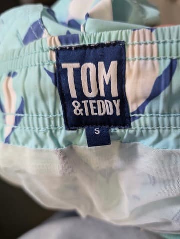 Tom & Teddy Penguin Print Swim Trunks Light Blue Men's Small — photo 4 of 6