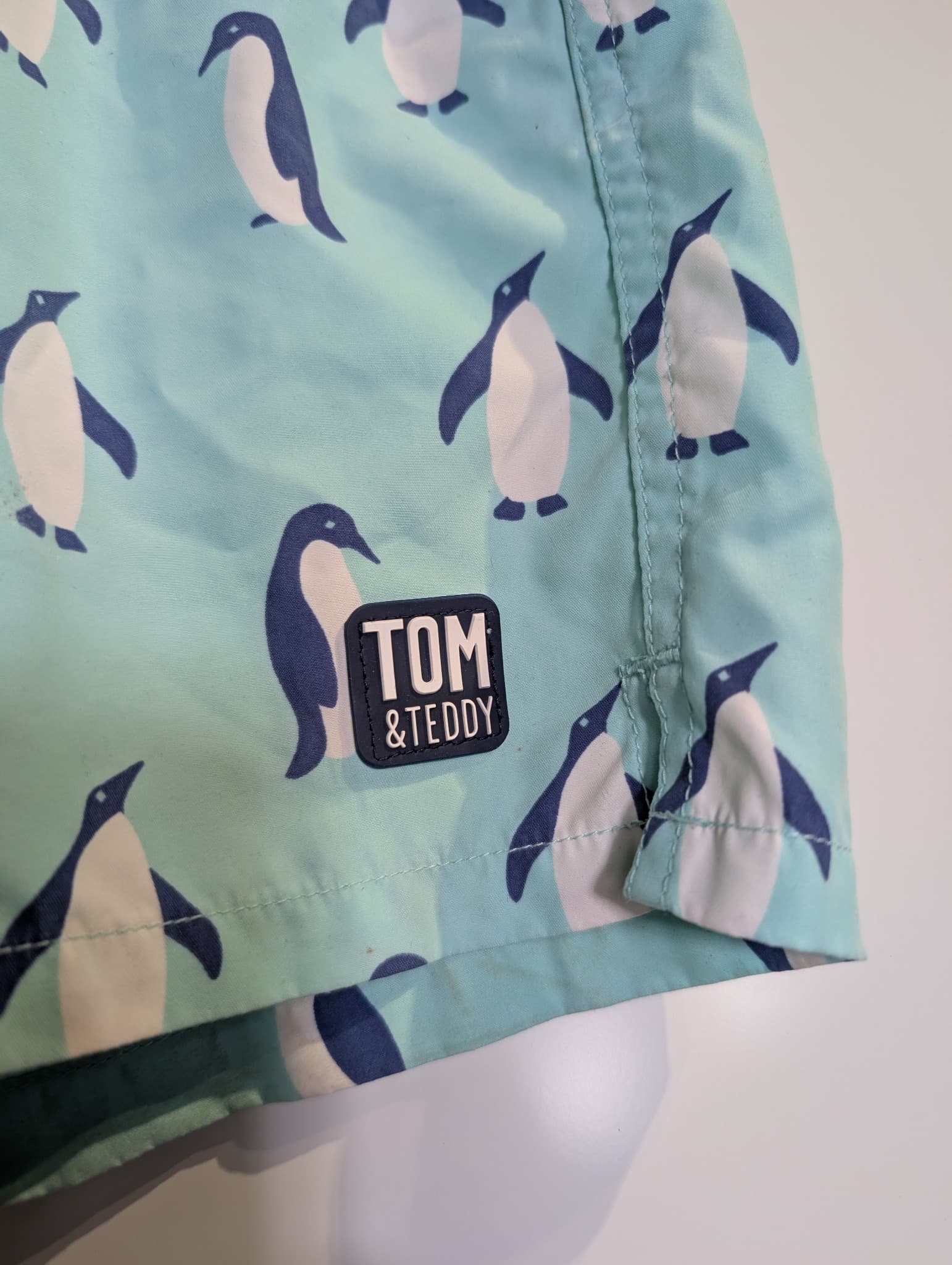 Tom & Teddy Penguin Print Swim Trunks Light Blue Size S — photo 3 of 6