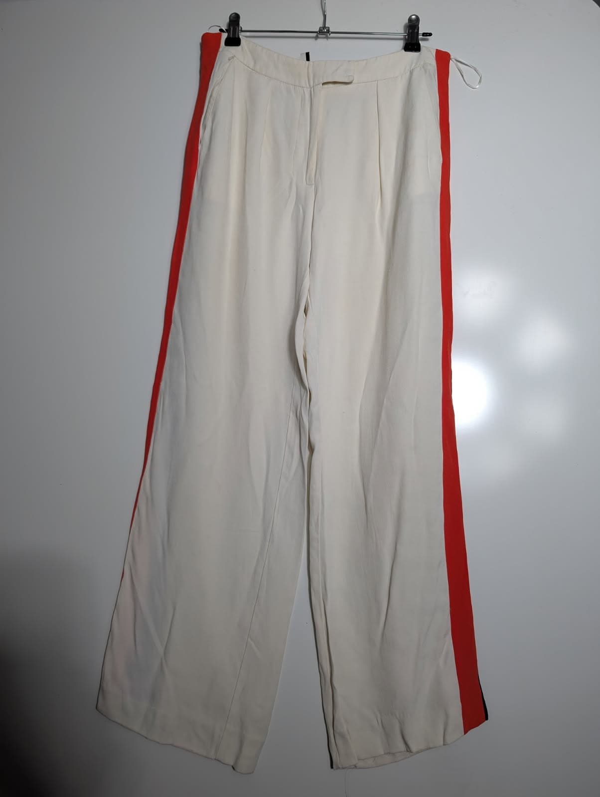 Topshop Wide Leg Trousers Cream with Red and Black Side Stripe UK 10 — photo 6 of 6