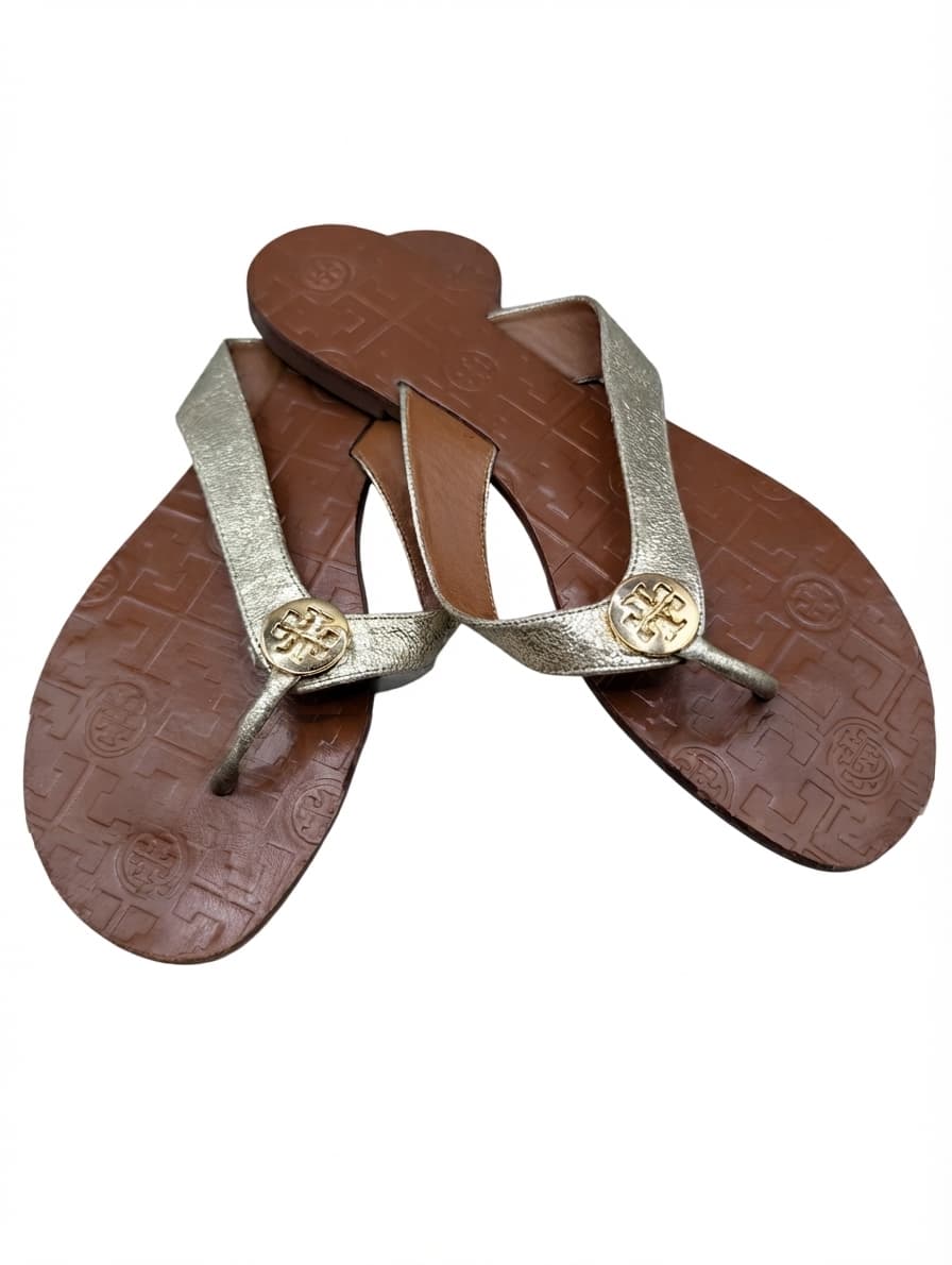 Tory Burch Miller Sandals Gold and Tan Leather US 9M — photo 1 of 9
