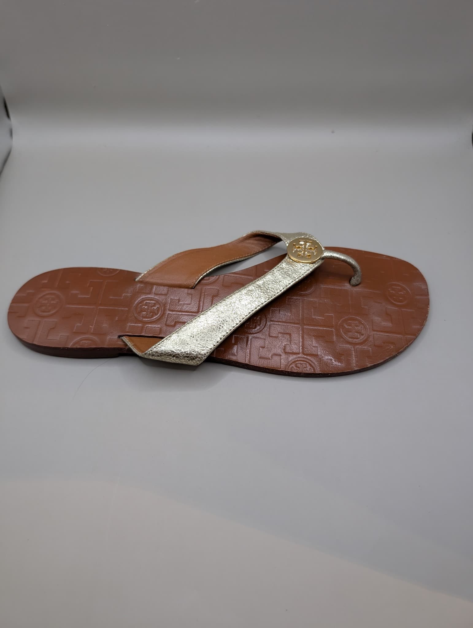 Tory Burch Miller Sandals Gold and Tan Leather US 9M — photo 2 of 9