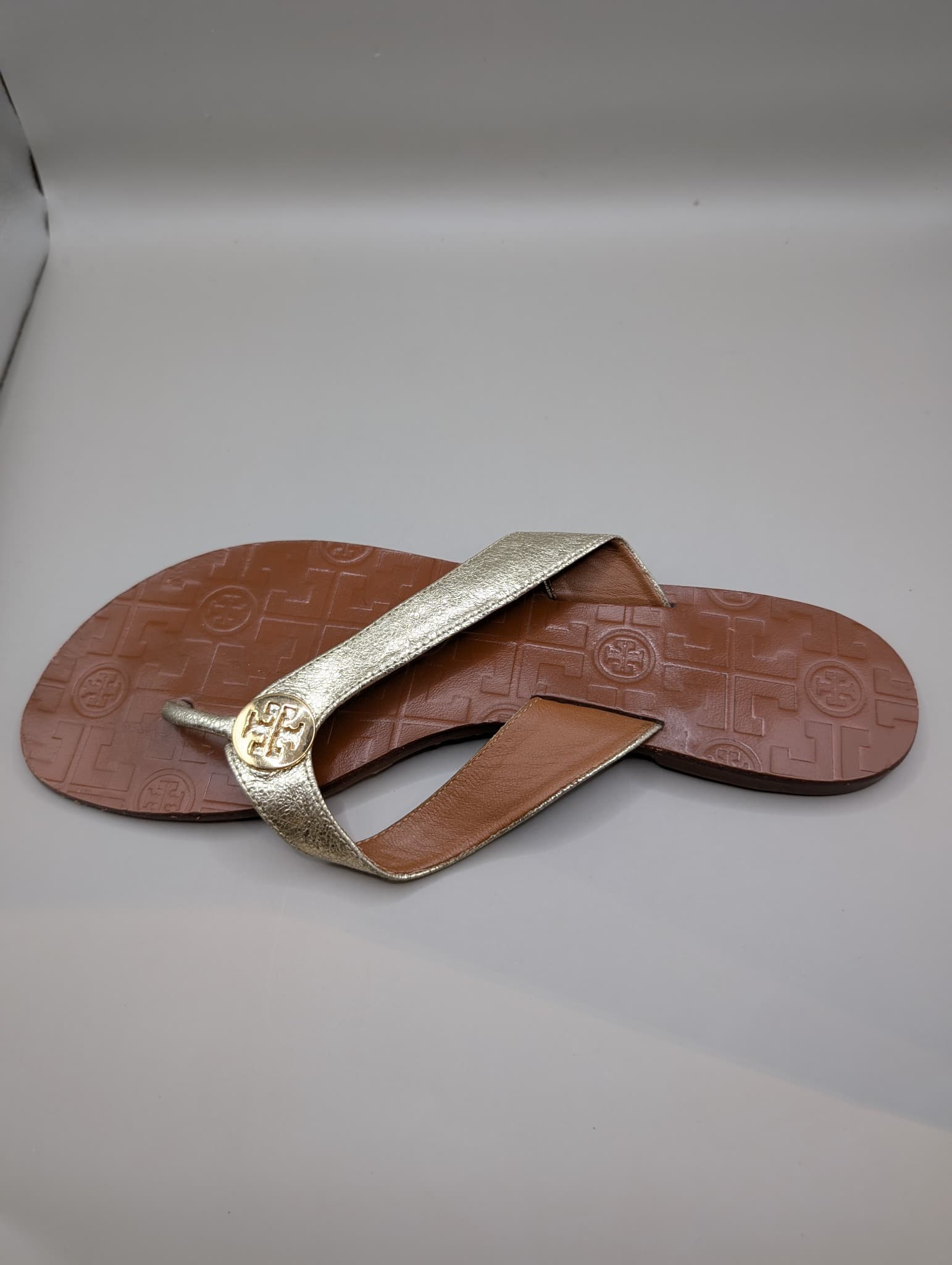 Tory Burch Miller Sandals Gold and Tan Leather US 9M — photo 4 of 9