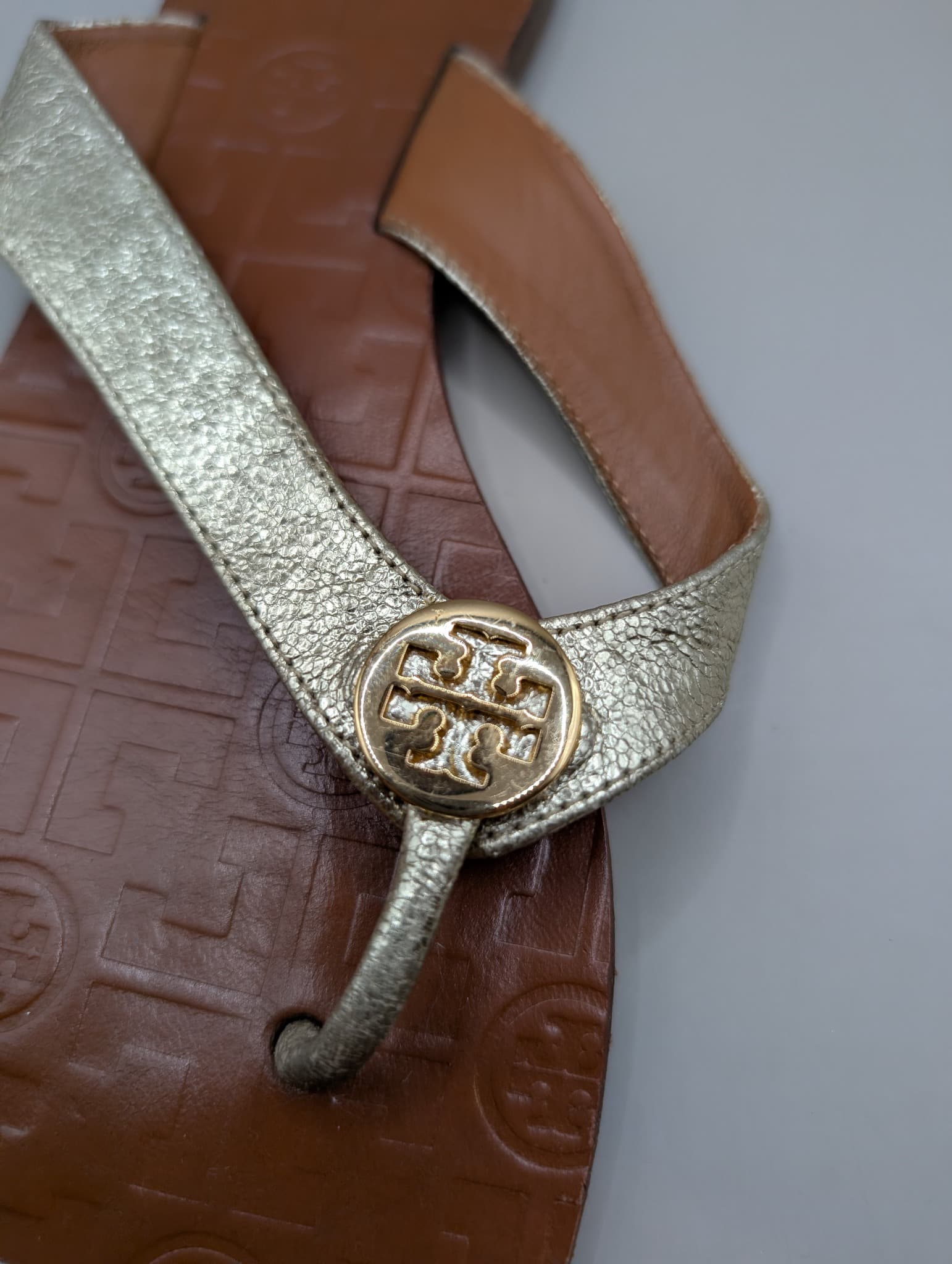 Tory Burch Miller Sandals Gold and Tan Leather US 9M — photo 5 of 9