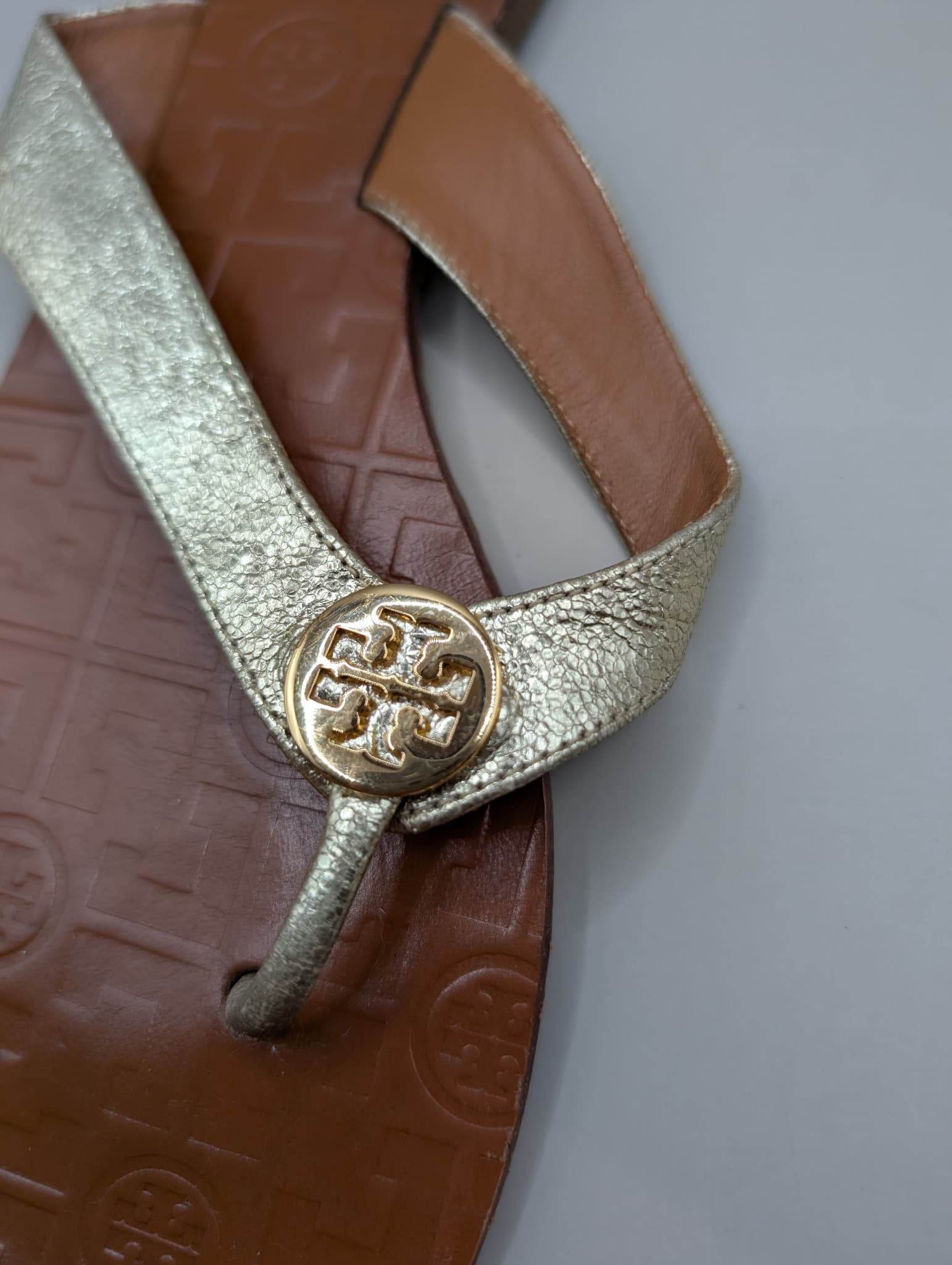 Tory Burch Miller Sandals Gold and Tan Leather US 9M — photo 6 of 9