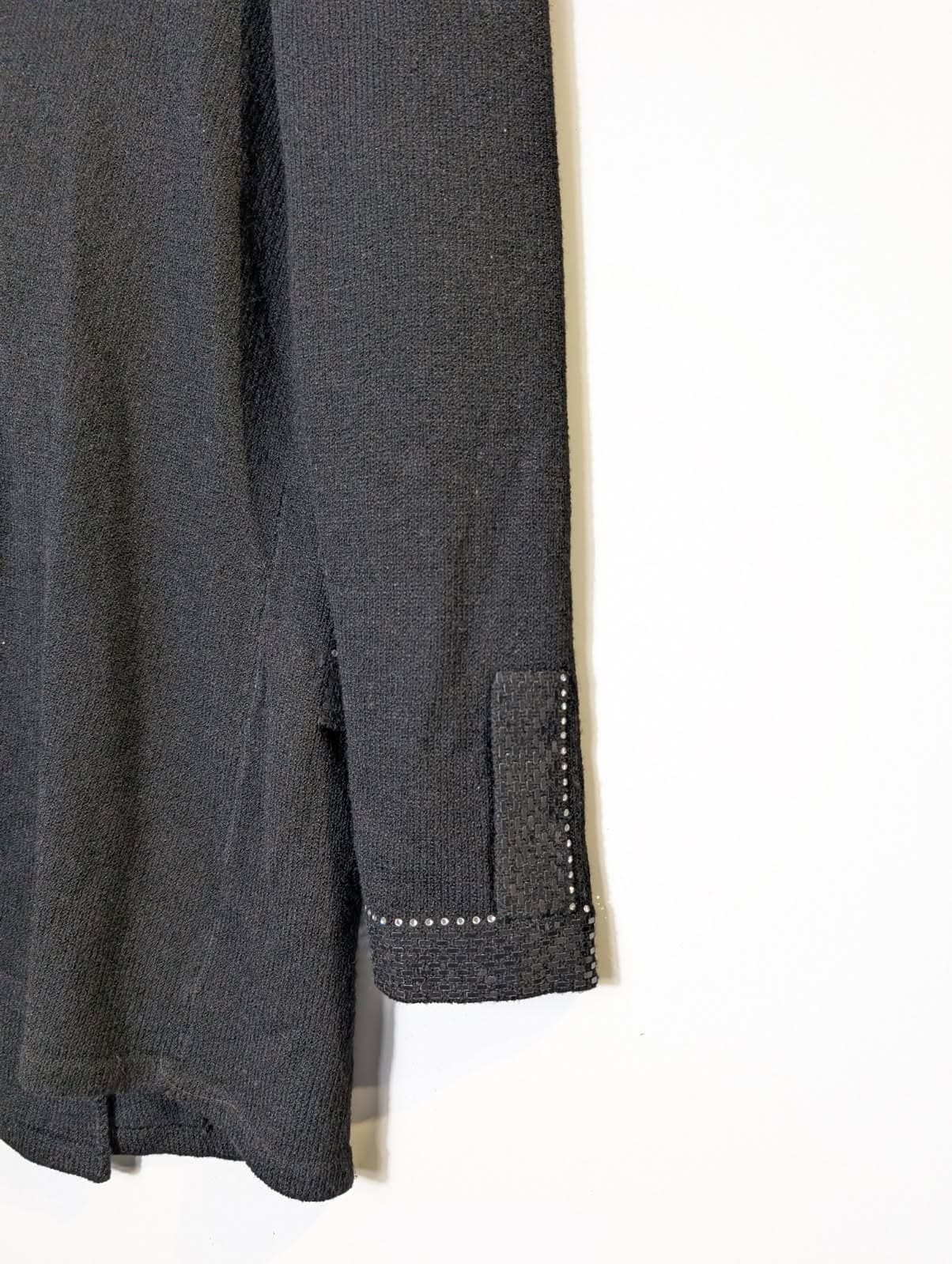 Toula Vintage Black Knit Cardigan Jacket with Sequin and Rhinestone Trim Size 4 — photo 8 of 8