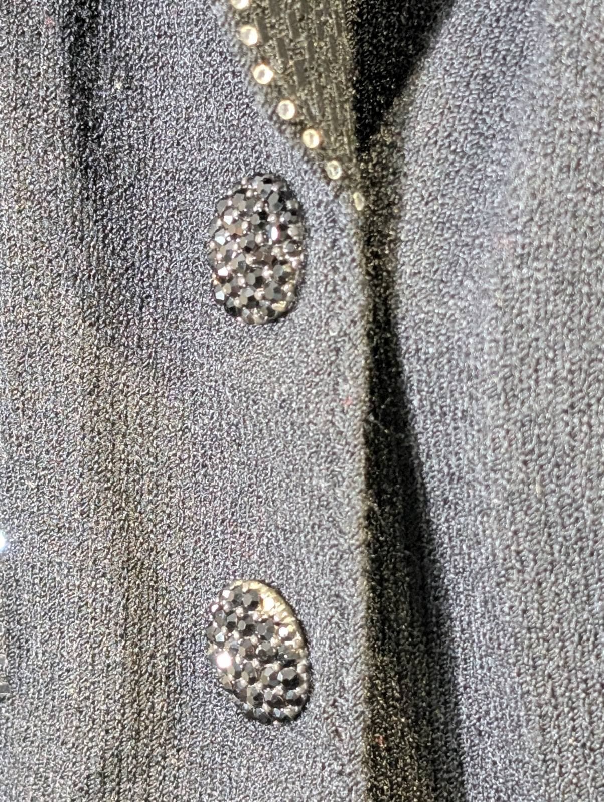 Toula Vintage Black Knit Cardigan Jacket with Sequin and Rhinestone Trim Size 4 — photo 4 of 8