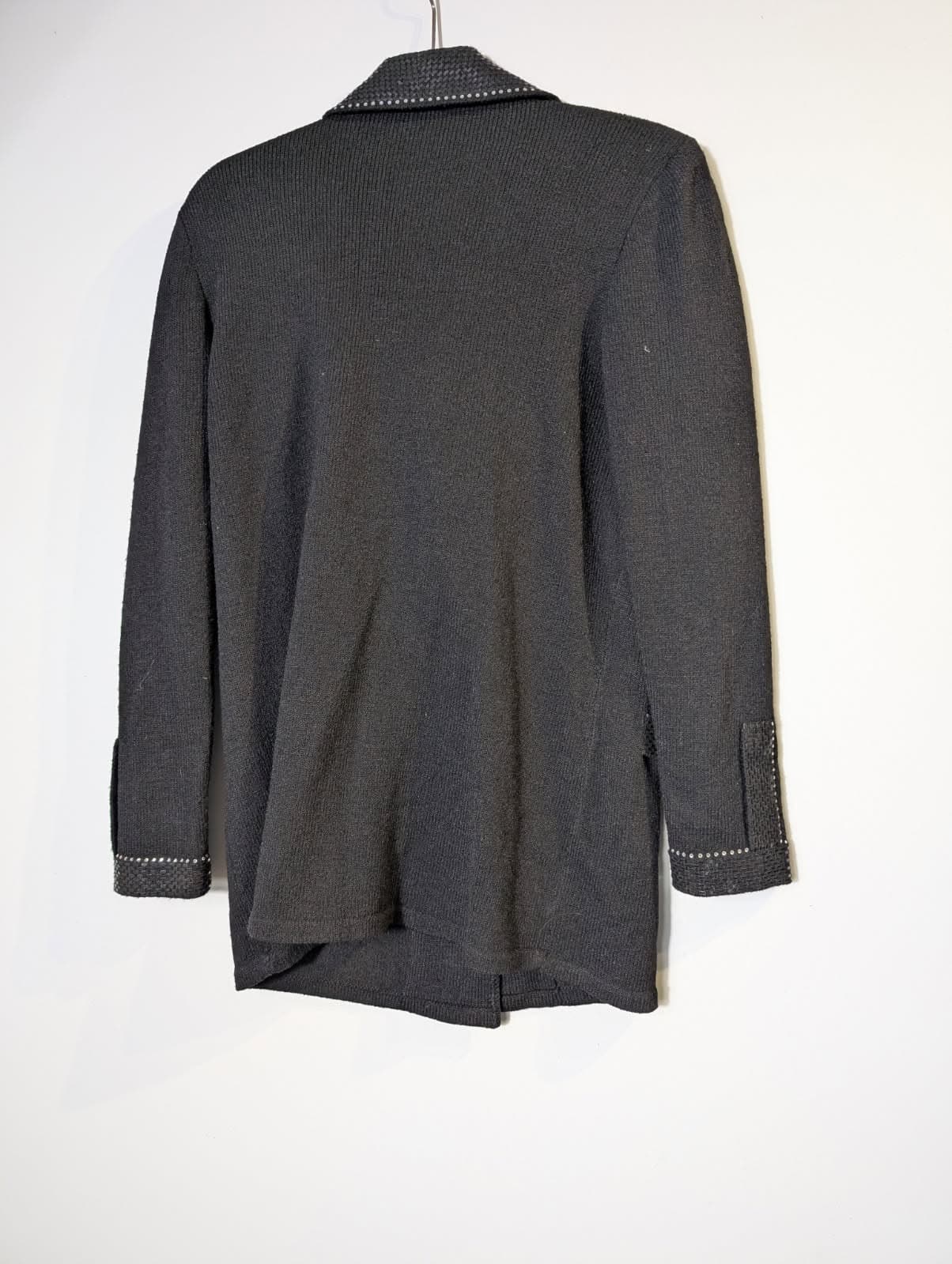 Toula Vintage Black Knit Cardigan Jacket with Sequin and Rhinestone Trim Size 4 — photo 5 of 8
