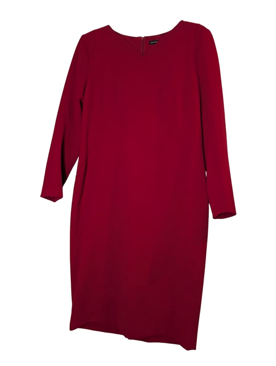 Trelise Cooper The Shape Of You Dress - Red V-Neck Long Sleeve Sheath Size 14 — photo 1 of 7