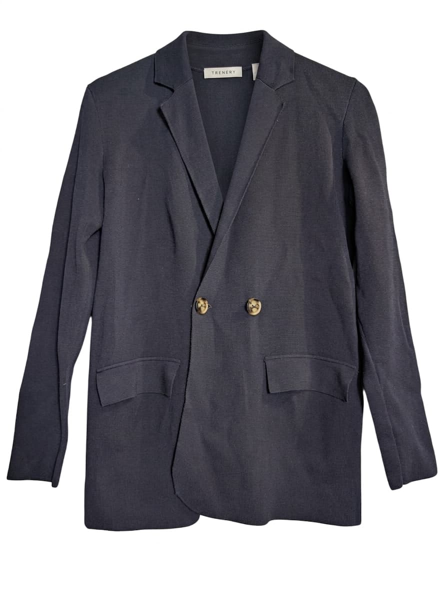 Trenery Women's Knit Double Breasted Blazer Navy Blue Size XS — photo 1 of 6